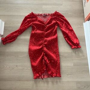 Red heart rouched dress